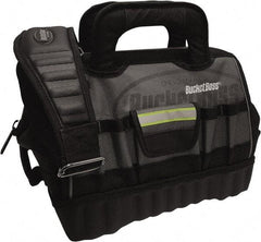 Bucket Boss - 14 Pocket Gray & Black Polyester Tool Bag - 14" Wide x 10" Deep x 11" High - All Tool & Supply