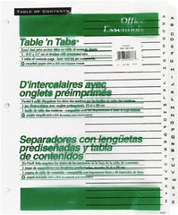 Office Essentials - 11 x 8 1/2" A to Z Label, 26 Tabs, 3-Hole Punched, Preprinted Divider - White - All Tool & Supply