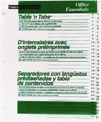 Office Essentials - 11 x 8 1/2" 1 to 31" Label, 31 Tabs, 3-Hole Punched, Preprinted Divider - White - All Tool & Supply