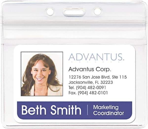 ADVANTUS - Clip-On Badge Holder - Clear - All Tool & Supply