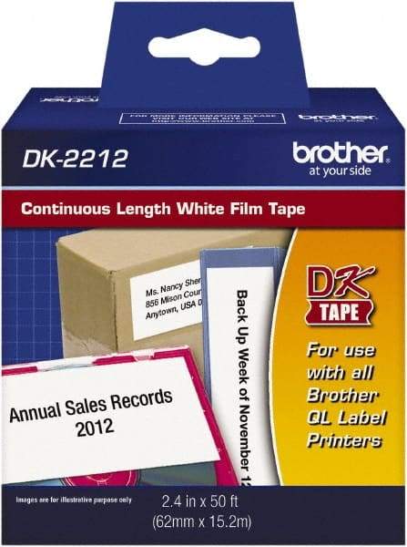 Brother - 2.4" Wide x 600" Long, White Film Label Tape - For PC Label Printers - All Tool & Supply