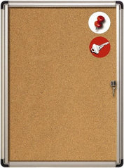 MasterVision - 28" Wide x 38" High Enclosed Cork Bulletin Board - Aluminum Frame, Tan & Aluminum - All Tool & Supply