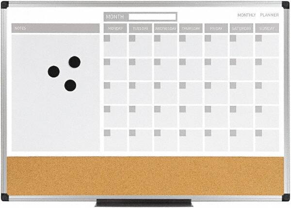 MasterVision - 18" High x 24" Wide Combination, Bulletin/Magnetic Dry Erase Calendar - Steel - All Tool & Supply