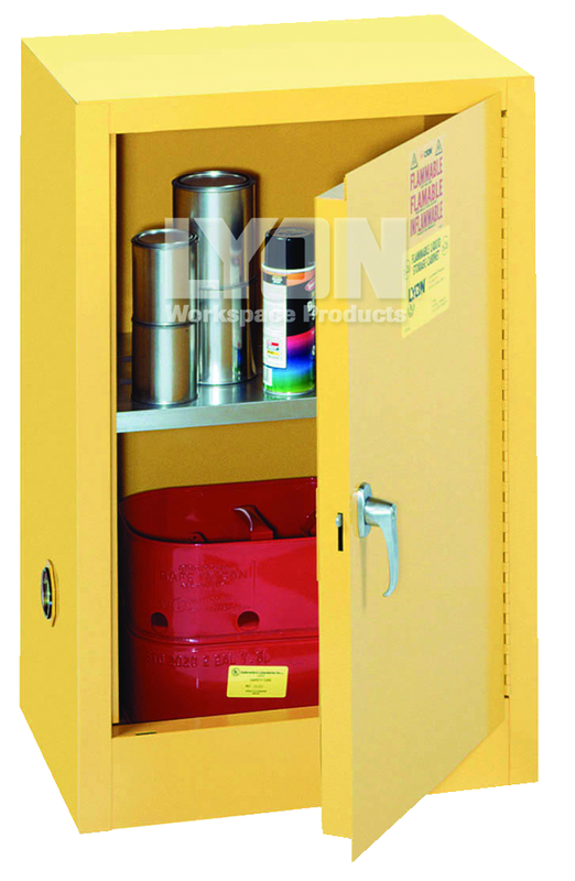 Compact Storage Cabinet - #5473 - 23-1/4 x 18 x 35" - 12 Gallon - w/one shelf, 1-door manual close - Yellow Only - All Tool & Supply