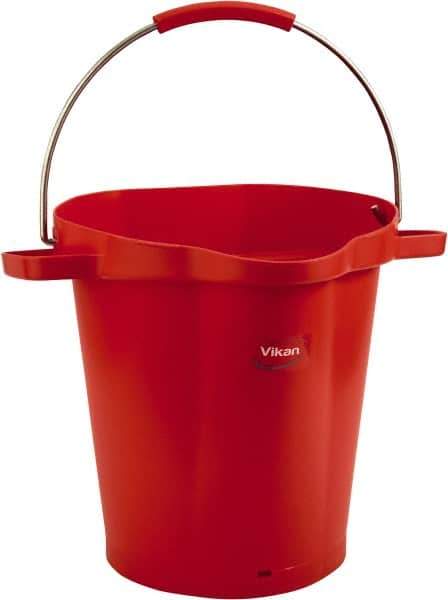 Vikan - 5 Gal, 18" High, Polypropylene Round Red Single Pail with Pour Spout - Handle Included, 15.4mm Top Length x 18.9" Top Width x 18.9" Top Diam - All Tool & Supply