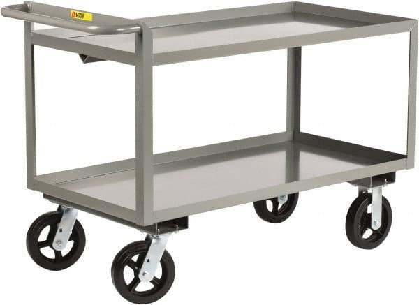 Little Giant - 2,000 Lb Capacity, 30" Wide x 53-1/2" Long x 30" High Shelf Cart - 2 Shelf, Steel, 2 Rigid/2 Swivel Casters - All Tool & Supply