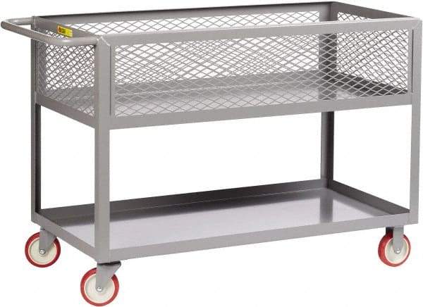 Little Giant - 1,200 Lb Capacity, 24" Wide x 41-1/2" Long x 35" High Deep Shelf Cart - 2 Shelf, Steel, 2 Rigid/2 Swivel Casters - All Tool & Supply