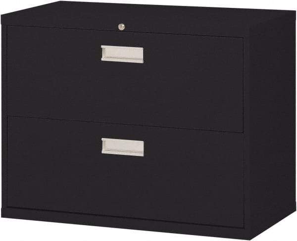 Sandusky Atlantic - 36" Wide x 28-3/8" High x 19-1/4" Deep, 2 Drawer Lateral File with Lock - Steel, Black - All Tool & Supply