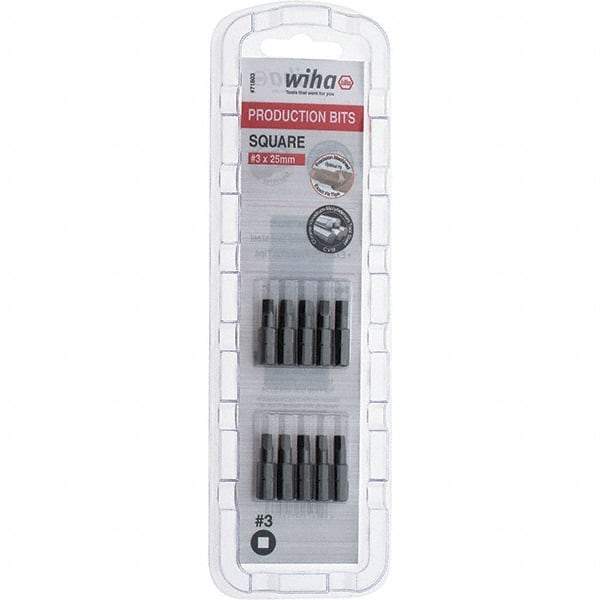 Wiha - 1/4" Drive, #3 Square Screwdriver Bit - 1" OAL - All Tool & Supply