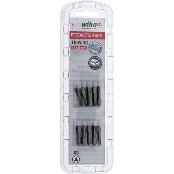 Wiha - 1/4" Drive, #3 Tri-Wing Screwdriver Bit - 1" OAL - All Tool & Supply