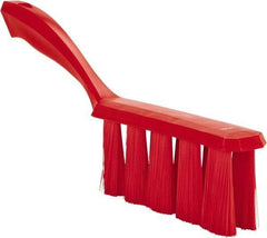 Vikan - 3.9" Bristle Length, Polyester Cleaning & Finishing Brush - 3" Long x 6-1/2" Wide Head, 13" OAL, Easy Grip Handle, Red, Polypropylene Block - All Tool & Supply