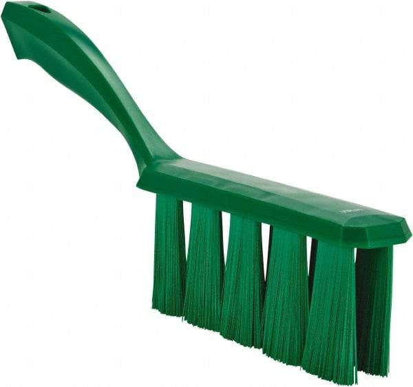 Vikan - 3.9" Bristle Length, Polyester Cleaning & Finishing Brush - 3" Long x 6-1/2" Wide Head, 13" OAL, Easy Grip Handle, Green, Polypropylene Block - All Tool & Supply