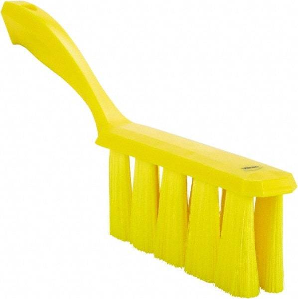 Vikan - 3.9" Bristle Length, Polyester Cleaning & Finishing Brush - 3" Long x 1-1/2" Wide Head, 13" OAL, Easy Grip Handle, Yellow, Polypropylene Block - All Tool & Supply