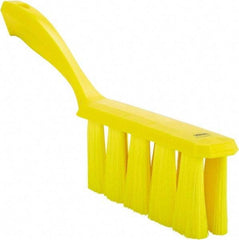 Vikan - 3.9" Bristle Length, Polyester Cleaning & Finishing Brush - 3" Long x 1-1/2" Wide Head, 13" OAL, Easy Grip Handle, Yellow, Polypropylene Block - All Tool & Supply