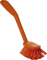 Vikan - 2.4" Bristle Length, Polyester Cleaning & Finishing Brush - 2-1/2" Long x 2.4" Wide Head, 10.8" OAL, Easy Grip Handle, Orange, Polypropylene Block - All Tool & Supply