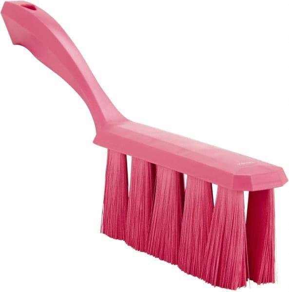 Vikan - 3.9" Bristle Length, Polyester Cleaning & Finishing Brush - 3" Long x 1-1/2" Wide Head, 13" OAL, Easy Grip Handle, Pink, Polypropylene Block - All Tool & Supply