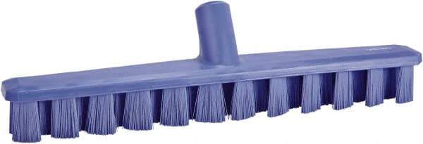 Vikan - 1-7/8" Bristle Length, Polyester Deck Scrub Brush - 1-7/8" Wide Head, 15-1/4" OAL, European Threaded Handle, Purple, Polypropylene Block - All Tool & Supply