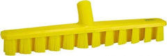 Vikan - 1-7/8" Bristle Length, Polyester Deck Scrub Brush - 1-7/8" Wide Head, 15-1/4" OAL, European Threaded Handle, Yellow, Polypropylene Block - All Tool & Supply