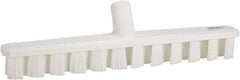 Vikan - 1-7/8" Bristle Length, Polyester Deck Scrub Brush - 1-7/8" Wide Head, 15-1/4" OAL, European Threaded Handle, White, Polypropylene Block - All Tool & Supply