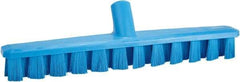 Vikan - 1-7/8" Bristle Length, Polyester Deck Scrub Brush - 1-7/8" Wide Head, 15-1/4" OAL, European Threaded Handle, Blue, Polypropylene Block - All Tool & Supply