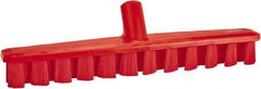 Vikan - 1-7/8" Bristle Length, Polyester Deck Scrub Brush - 1-7/8" Wide Head, 15-1/4" OAL, European Threaded Handle, Red, Polypropylene Block - All Tool & Supply