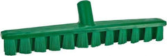 Vikan - 1-7/8" Bristle Length, Polyester Deck Scrub Brush - 1-7/8" Wide Head, 15-1/4" OAL, European Threaded Handle, Green, Polypropylene Block - All Tool & Supply