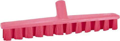 Vikan - 1-7/8" Bristle Length, Polyester Deck Scrub Brush - 1-7/8" Wide Head, 15-1/4" OAL, European Threaded Handle, Pink, Polypropylene Block - All Tool & Supply