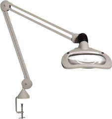 Vision Engineering - 45" Arm, Spring Suspension, Clamp Mount, LED, Light Gray, Magnifying Task Light - 6 Watts, 120 Volts, 1.88x Magnification - All Tool & Supply