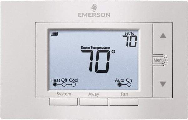 White-Rodgers - 50 to 99°F, 2 Heat, 2 Cool, Digital Nonprogrammable Thermostat - 20 to 30 Volts, 1.77" Inside Depth x 1.77" Inside Height x 5-1/4" Inside Width, Horizontal Mount - All Tool & Supply