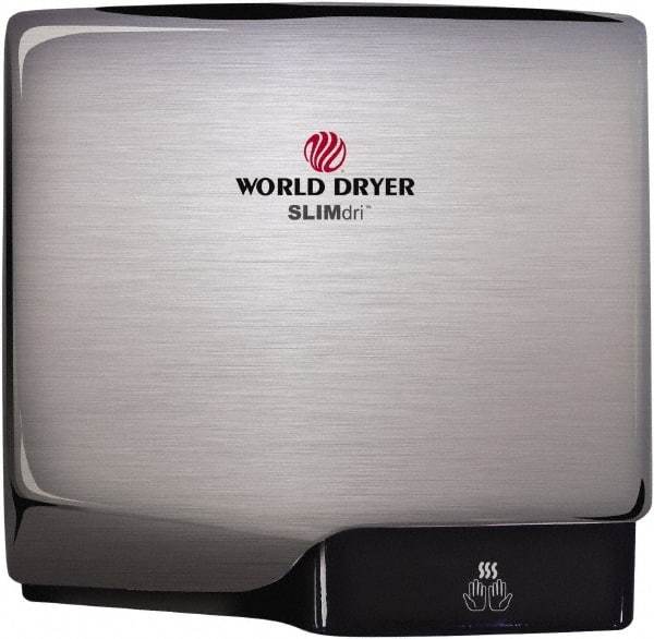 World Dryer - 950 Watt Silver Finish Electric Hand Dryer - 100/120 Volts, 8.3 Amps, 11.43" Wide x 10.7" High x 3.9" Deep - All Tool & Supply