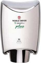 World Dryer - 1200 Watt Silver Finish Electric Hand Dryer - 100/120 Volts, 10 Amps, 9.3" Wide x 12-1/2" High x 7.6" Deep - All Tool & Supply