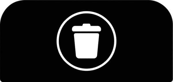 Rubbermaid - Trash Can Decal Message: Landfill - English, Text on Color, Black, Indoor & Outdoor, Apply to Metal, 1-25/32" Wide x 8-1/2" High - All Tool & Supply