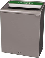 Rubbermaid - 45 Gal Gray Rectangle Decorative Indoor Single Stream Waste Receptacle - Metal, Organic Waste Graphic, 37.965" High x 29.132" Long x 19-1/2" Wide, Lid Included - All Tool & Supply