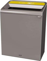 Rubbermaid - 45 Gal Gray Rectangle Decorative Indoor Single Stream Waste Receptacle - Metal, Cans Graphic, 37.965" High x 29.132" Long x 19-1/2" Wide, Lid Included - All Tool & Supply