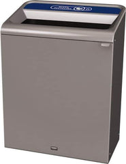 Rubbermaid - 45 Gal Gray Rectangle Decorative Indoor Single Stream Waste Receptacle - Metal, Mixed Recycling Graphic, 37.965" High x 29.132" Long x 19-1/2" Wide, Lid Included - All Tool & Supply