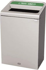 Rubbermaid - 33 Gal Gray Rectangle Decorative Indoor Single Stream Waste Receptacle - Metal, Organic Waste Graphic, 37.965" High x 24.051" Long x 19-1/2" Wide, Lid Included - All Tool & Supply