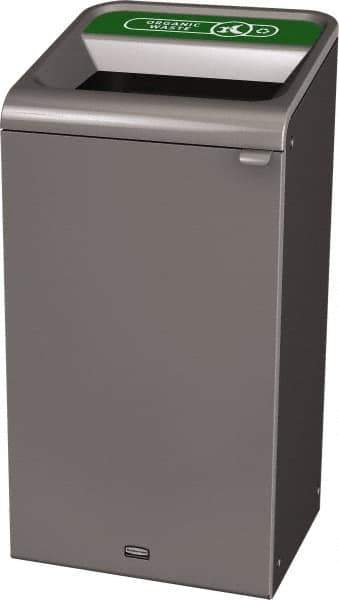 Rubbermaid - 23 Gal Gray Rectangle Decorative Indoor Single Stream Waste Receptacle - Metal, Organic Waste Graphic, 37.965" High x 19.588" Long x 19-1/2" Wide, Lid Included - All Tool & Supply