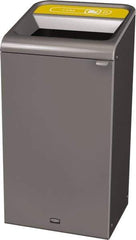 Rubbermaid - 23 Gal Gray Rectangle Decorative Indoor Single Stream Waste Receptacle - Metal, Cans Graphic, 37.965" High x 19.588" Long x 19-1/2" Wide, Lid Included - All Tool & Supply