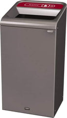 Rubbermaid - 23 Gal Gray Rectangle Decorative Indoor Single Stream Waste Receptacle - Metal, Plastic Graphic, 37.965" High x 19.588" Long x 19-1/2" Wide, Lid Included - All Tool & Supply