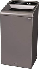 Rubbermaid - 23 Gal Gray Rectangle Decorative Indoor Single Stream Waste Receptacle - Metal, Landfill Graphic, 37.965" High x 19.588" Long x 19-1/2" Wide, Lid Included - All Tool & Supply