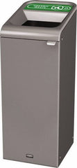 Rubbermaid - 15 Gal Gray Rectangle Decorative Indoor Single Stream Waste Receptacle - Metal, Organic Waste Graphic, 37.965" High x 14.784" Long x 19-1/2" Wide, Lid Included - All Tool & Supply