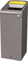 Rubbermaid - 15 Gal Gray Rectangle Decorative Indoor Single Stream Waste Receptacle - Metal, Cans Graphic, 37.965" High x 14.784" Long x 19-1/2" Wide, Lid Included - All Tool & Supply