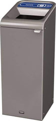 Rubbermaid - 15 Gal Gray Rectangle Decorative Indoor Single Stream Waste Receptacle - Metal, Paper Graphic, 37.965" High x 14.784" Long x 19-1/2" Wide, Lid Included - All Tool & Supply