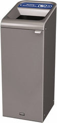 Rubbermaid - 15 Gal Gray Rectangle Decorative Indoor Single Stream Waste Receptacle - Metal, Mixed Recycling Graphic, 37.965" High x 14.784" Long x 19-1/2" Wide, Lid Included - All Tool & Supply