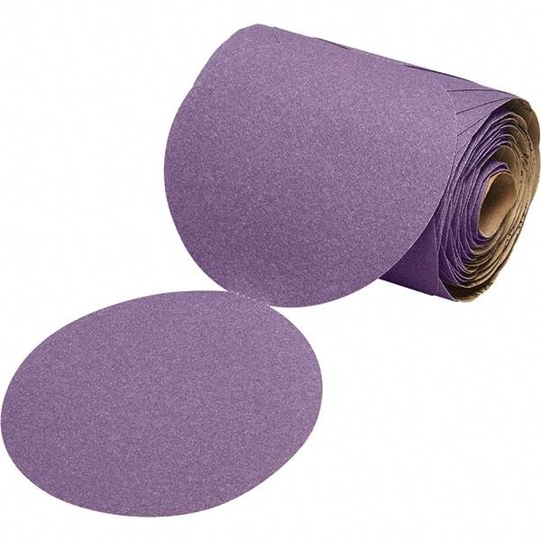 3M - 6" Diam, 220 Grit Ceramic Adhesive PSA Disc - Very Fine Grade, Purple, Film Backing, Flexible, Use with Random Orbital Sanders - All Tool & Supply