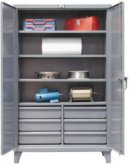 Strong Hold - 4 Shelf 6 Bin Locking Storage Cabinet - Steel, 48" Wide x 24" Deep x 72" High, Dark Gray - All Tool & Supply