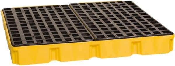 Eagle - 61 Gal Sump, 10,000 Lb Capacity, 4 Drum, Polyethylene Platform - 52-1/2" Long x 51-1/2" Wide x 6-1/2" High, Yellow, Liftable Fork, Low Profile, Vertical, 2 x 2 Drum Configuration - All Tool & Supply