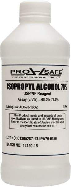 PRO-SAFE - 16 oz Isopropyl Alcohol Liquid - Comes in Bottle, 70% Isopropyl Alcohol - All Tool & Supply