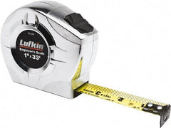 Lufkin - 33' x 1" Yellow Blade Tape Measure - 1/16" & 1/10 & 1/100' Graduation, A4 Graduation Style - All Tool & Supply