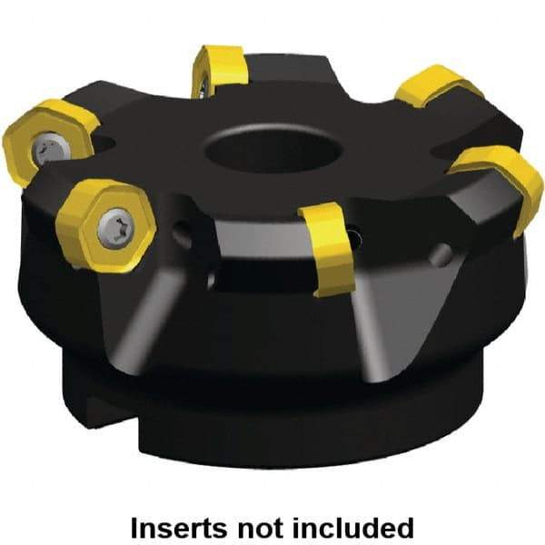 Kennametal - 88.15mm Cut Diam, 27mm Arbor Hole, 3.2mm Max Depth of Cut, 45° Indexable Chamfer & Angle Face Mill - 5 Inserts, HNGJ 0604... Insert, Right Hand Cut, 5 Flutes, Through Coolant, Series Dodeka Mini - All Tool & Supply